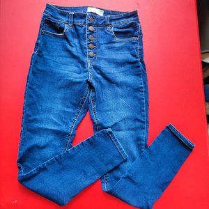 Ardene Eightytwo high rise jegging button fly blue women's size 7